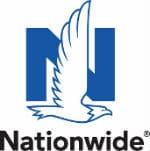 A blue and white logo of nationwide insurance.
