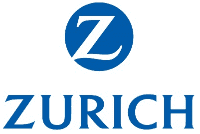 A blue and white logo of zurich.